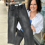 Cave Black Wide Leg Ankle Jeans