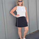 Black Skort with White Stripe Bottom- Skirt RAE MODE