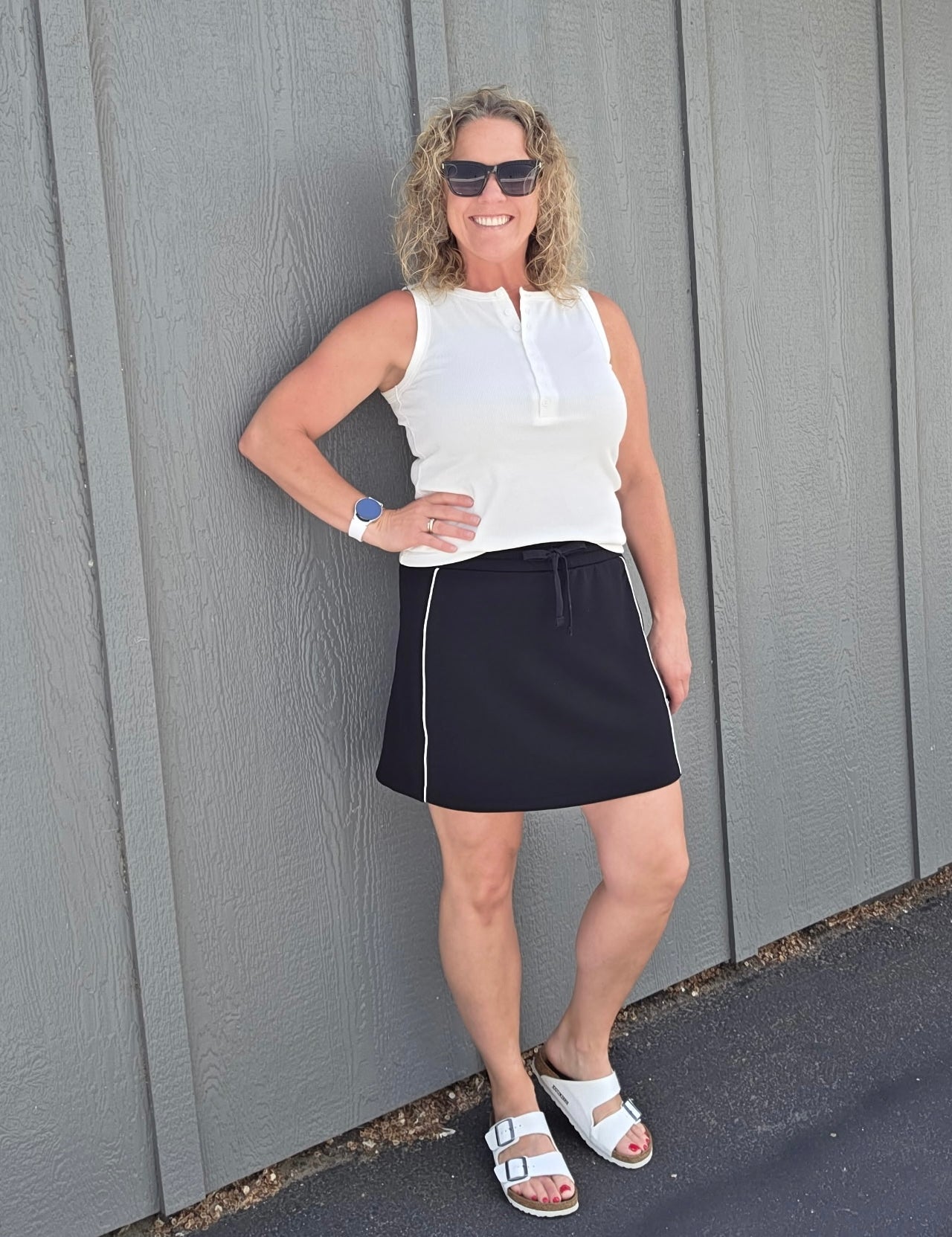 Black Skort with White Stripe Bottom- Skirt RAE MODE