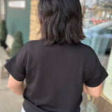 Black Quarter Zip Short Sleeve Top Top - Tee RAE MODE