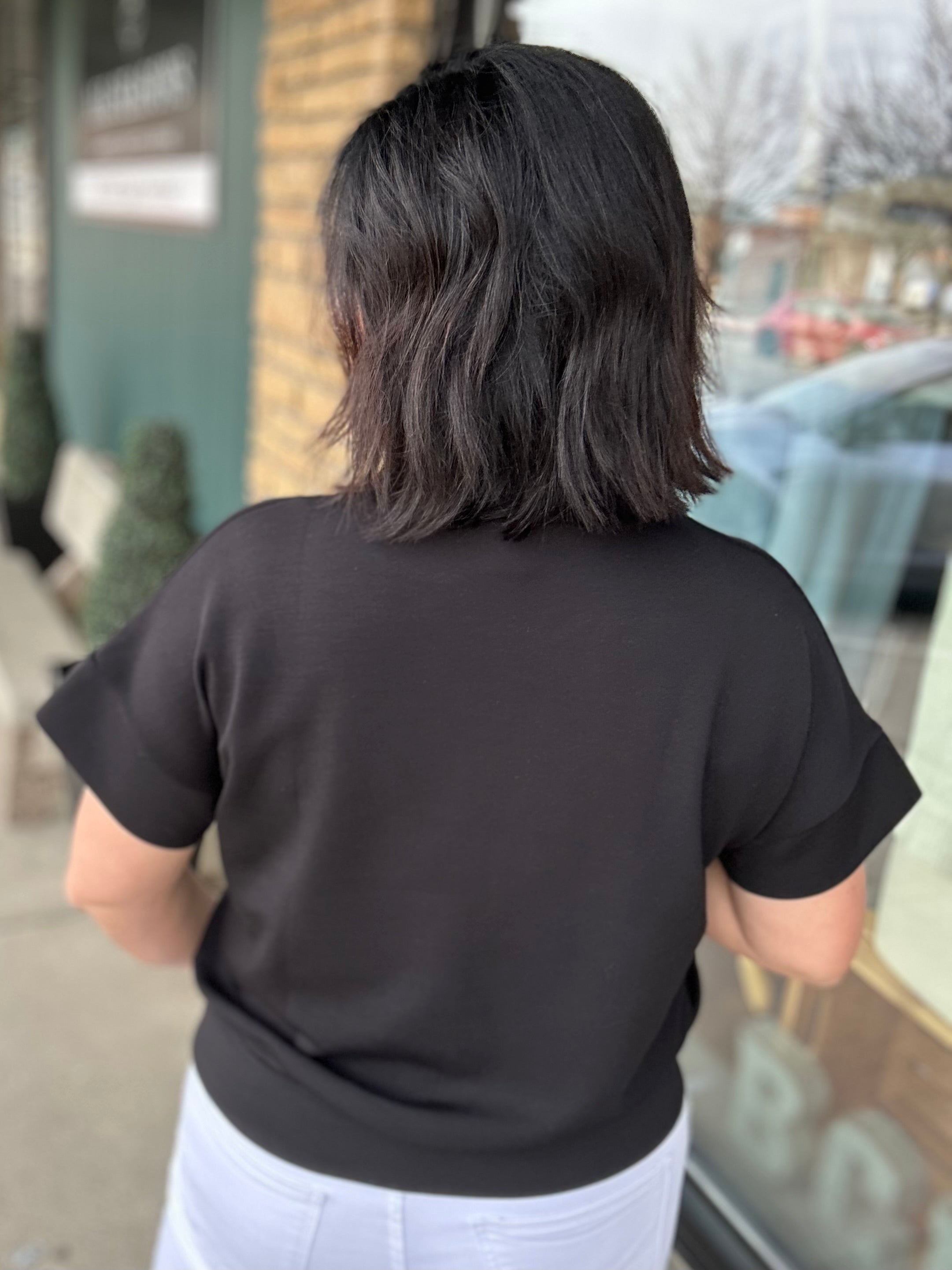 Black Quarter Zip Short Sleeve Top Top - Tee RAE MODE