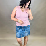 Mauve V Neck Frilled Tank Tops- Tanks DOE & RAE