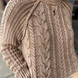 Cognac Vienna Washed Cable Knit Sweater