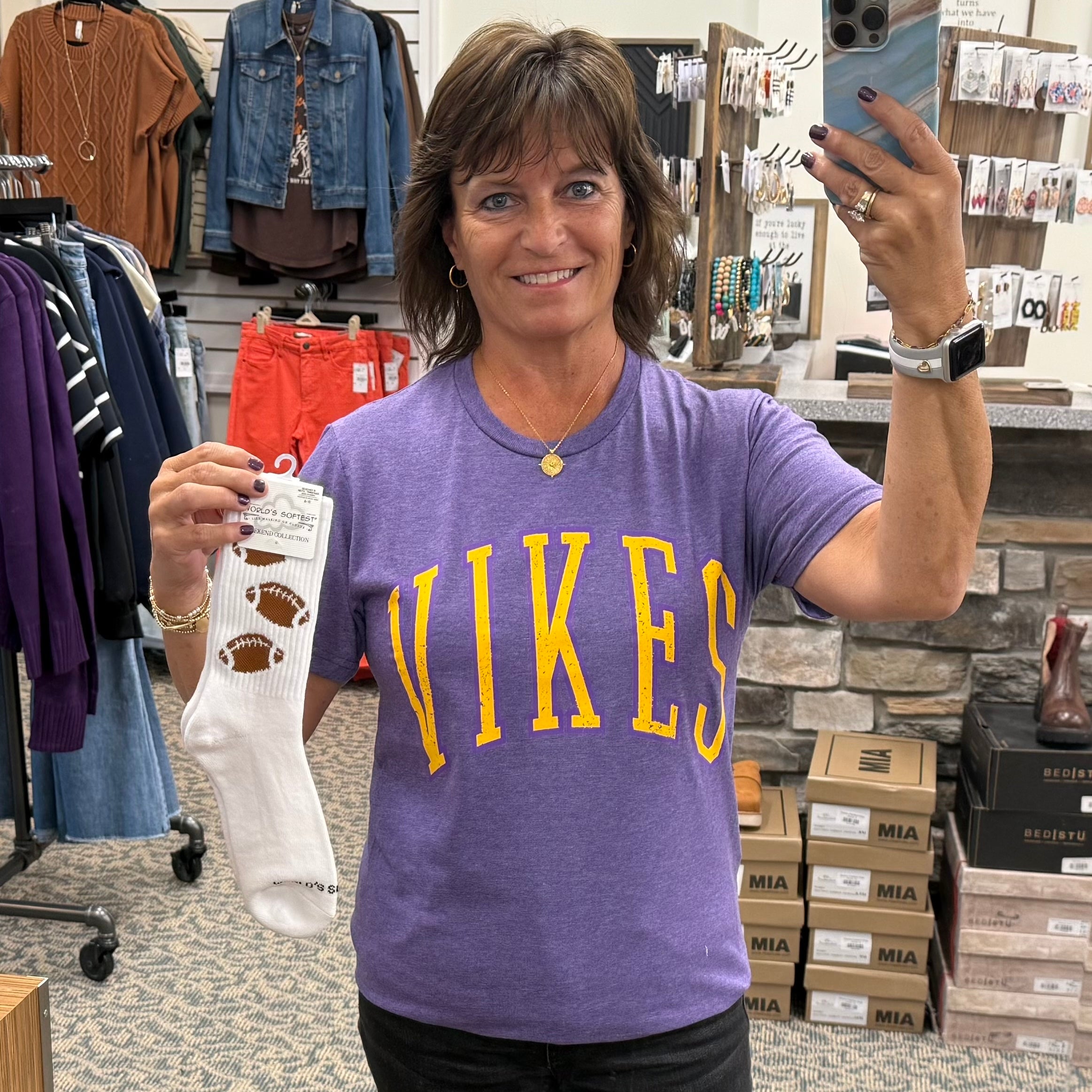 Heather Purple Vikes Tee Tops- Tees 218 WHOLESALE