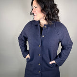 Navy Teddy Button Down Coat