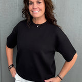 Black Modal Short Sleeve Top Top - Tee RAE MODE
