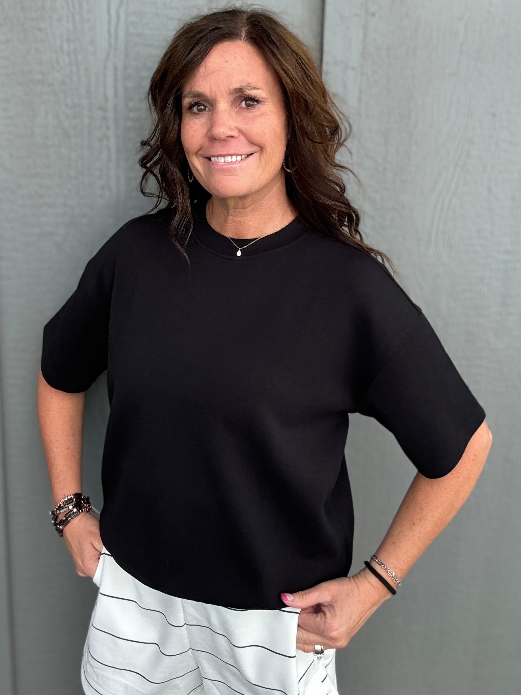 Black Modal Short Sleeve Top Top - Tee RAE MODE