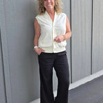 Ivory Button Front Vest Tops- Cardigans DOE & RAE