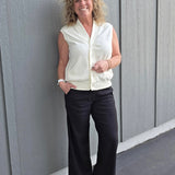 Ivory Button Front Vest Tops- Cardigans DOE & RAE