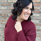 Berry Flora Drop Shoulder Sweater