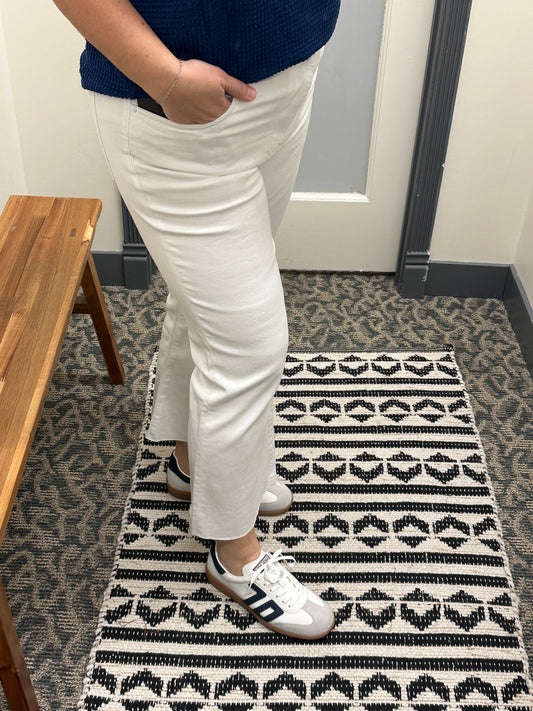 Kelsey Optic White High Rise Ankle Flare Jeans