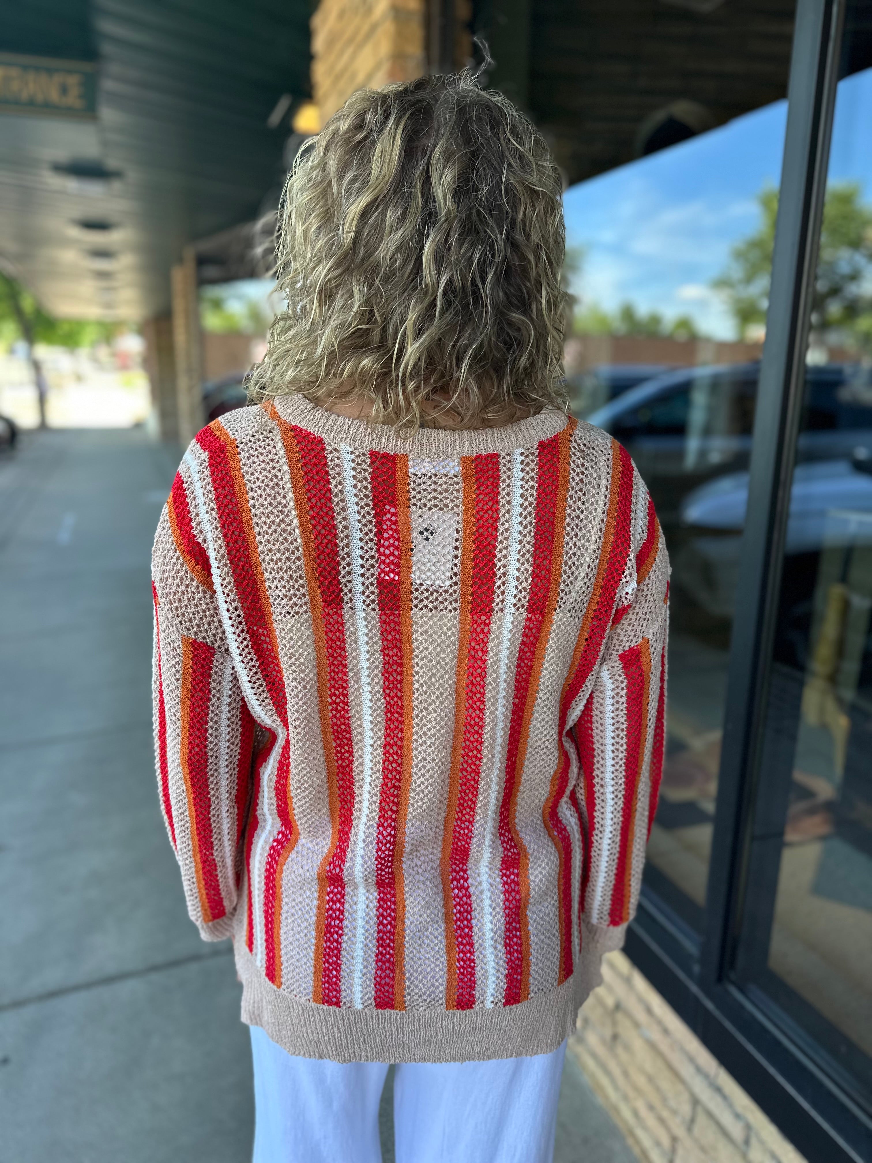 Multi Knit Striped Sweater Top - Sweater COZY CO.