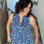 Royal Blue Multi Lizzy Top Tops- Blouses DEAR SCARLETT