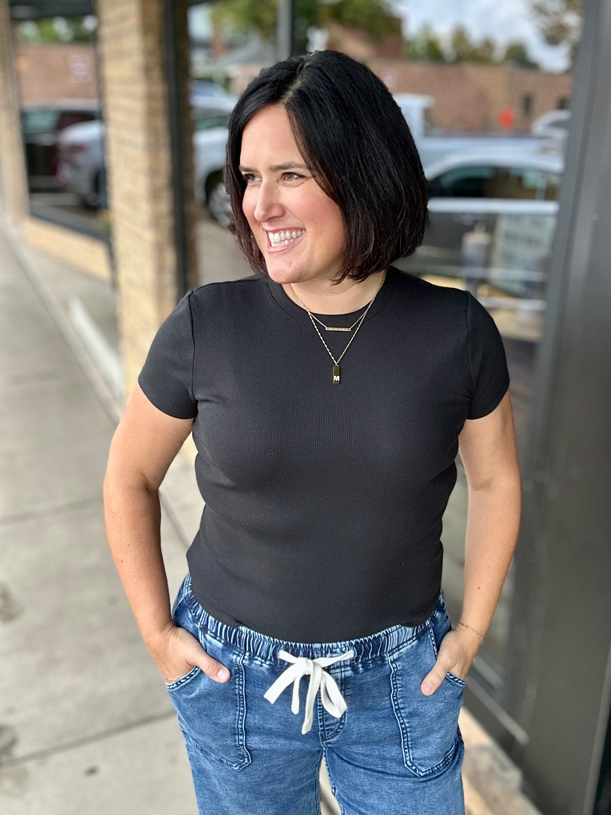 Solid Black Annie Tee Top - Tee THREAD & SUPPLY