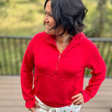 Red Quarter Zip Hoodie Top Top - Sweatshirt RAE MODE