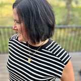 Black Stripe Ribbed Sleeveless Top