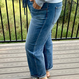 Boyfriend Drawstring Jeans Bottom- Pants RISEN
