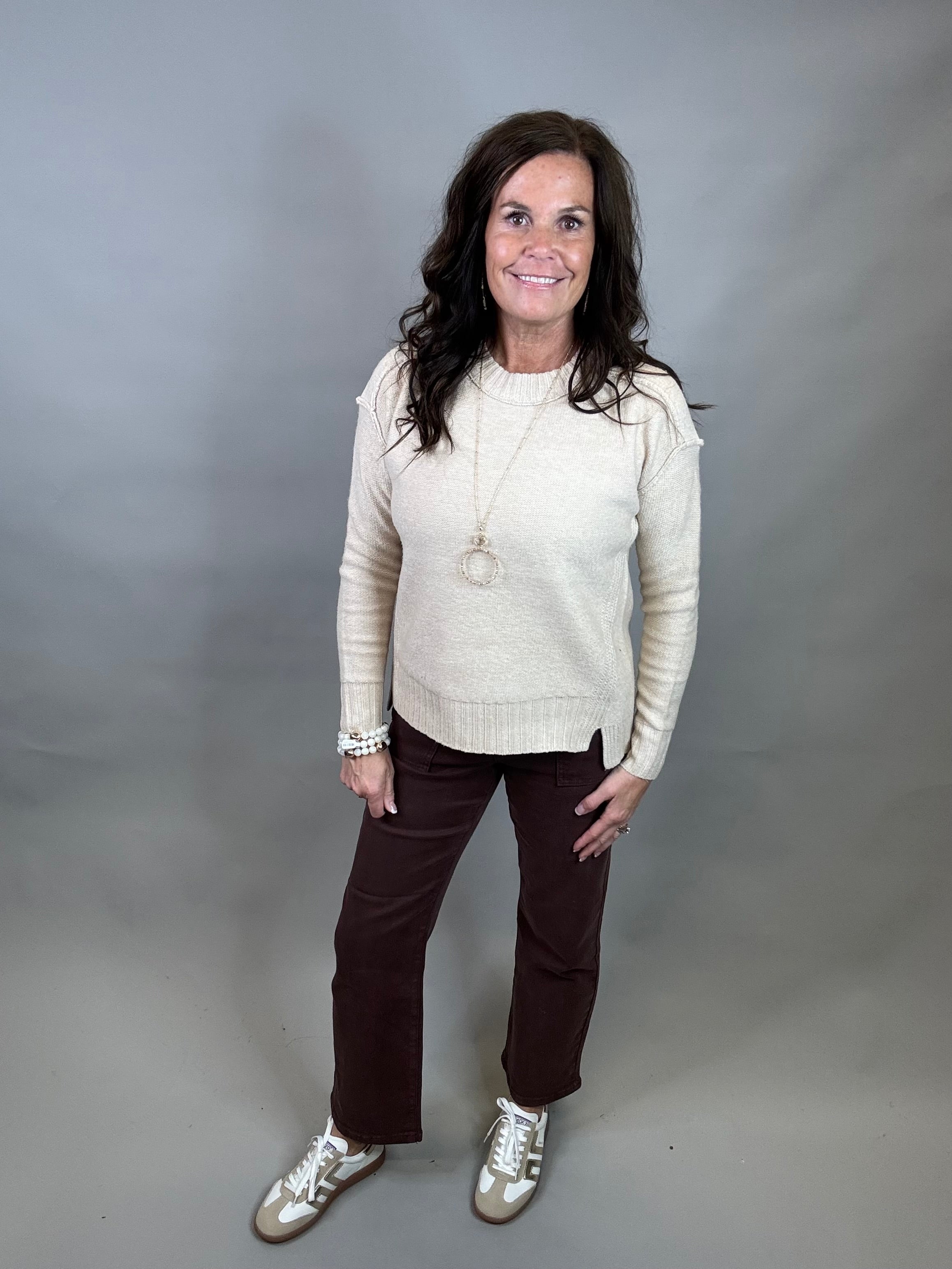 Taupe Seam Detail Sweater Top - Sweater STACCATO