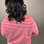 Red/Grey Striped Pullover Top- Sweatshirt MIOU MUSE