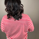 Red/Grey Striped Pullover Top- Sweatshirt MIOU MUSE