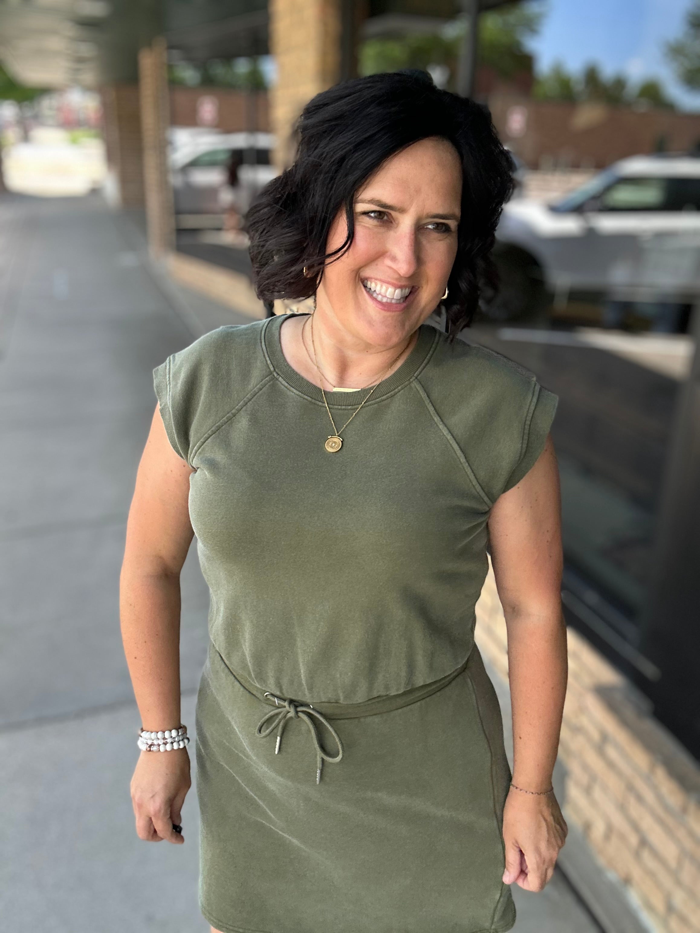 Rochelle Tie Waist Lounge Dress in Olive Green by Flag & Anthem Dresses FLAG AND ANTHEM