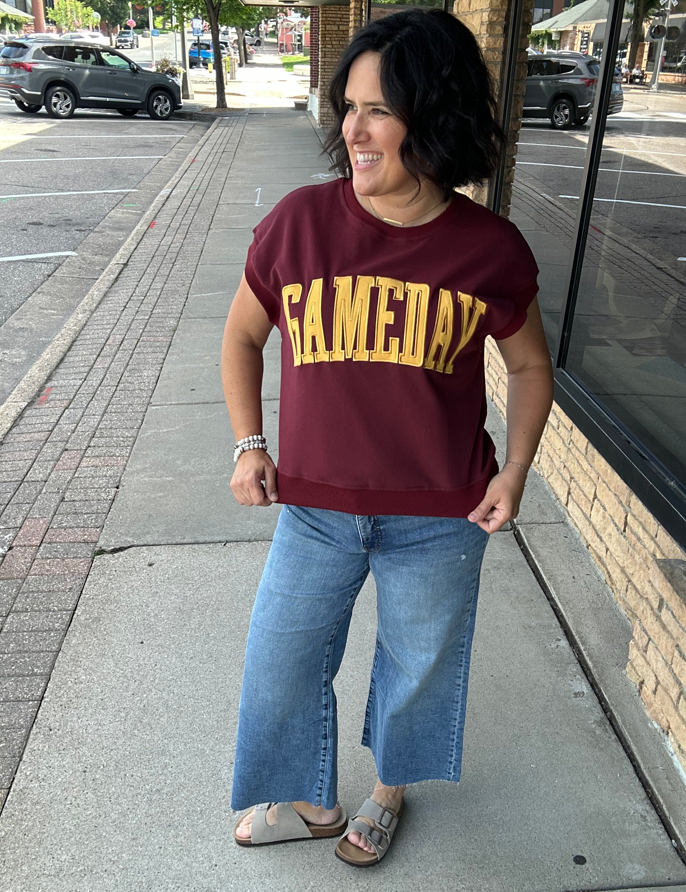 Maroon & Gold Game Day Top Top- Sweatshirt PANACHE
