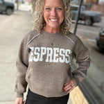 Mocha Soft Brush Textured Espresso Pullover Top - Sweater HEM & THREAD