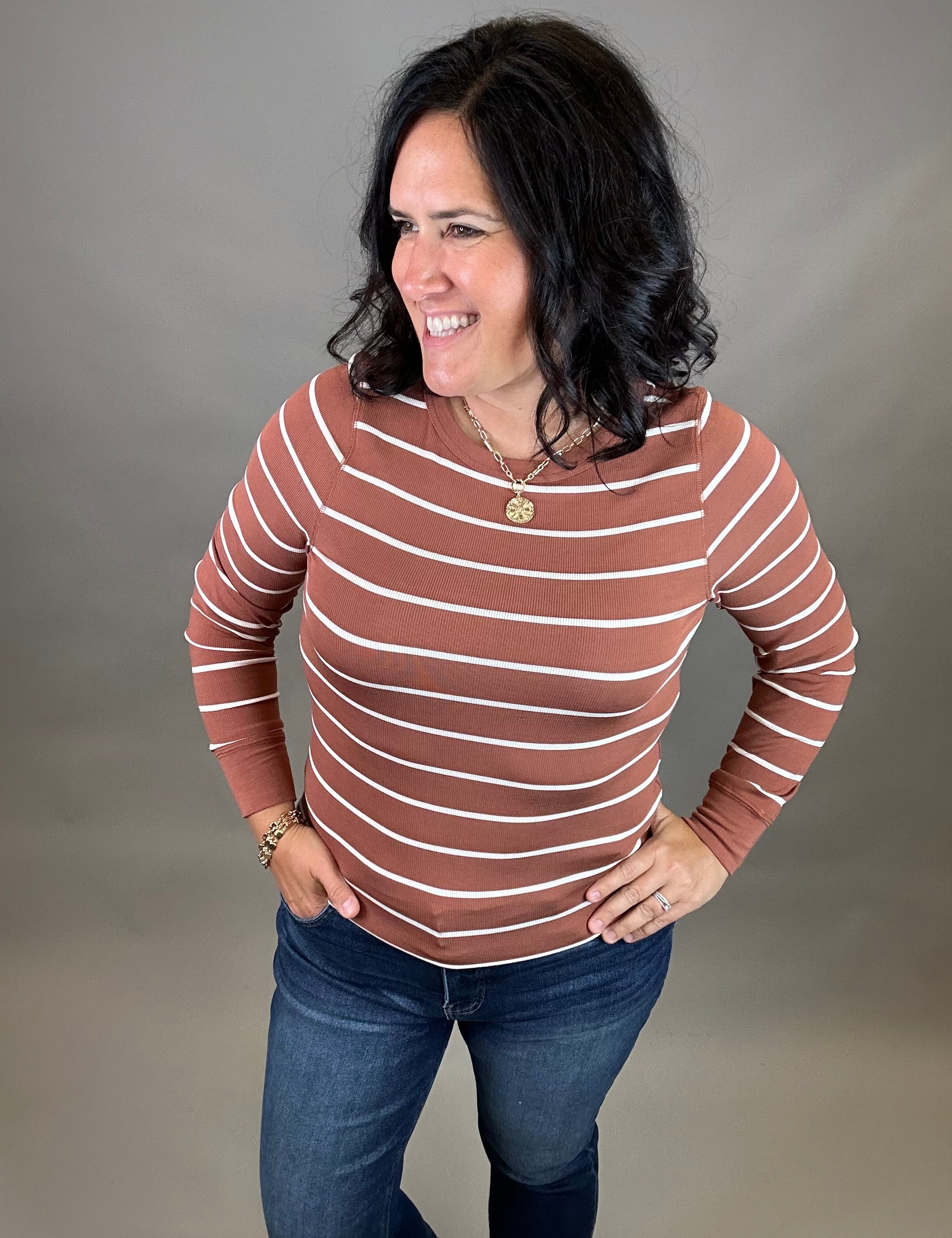 Rustic Brown and White Stacy Top Top - Tee THREAD & SUPPLY