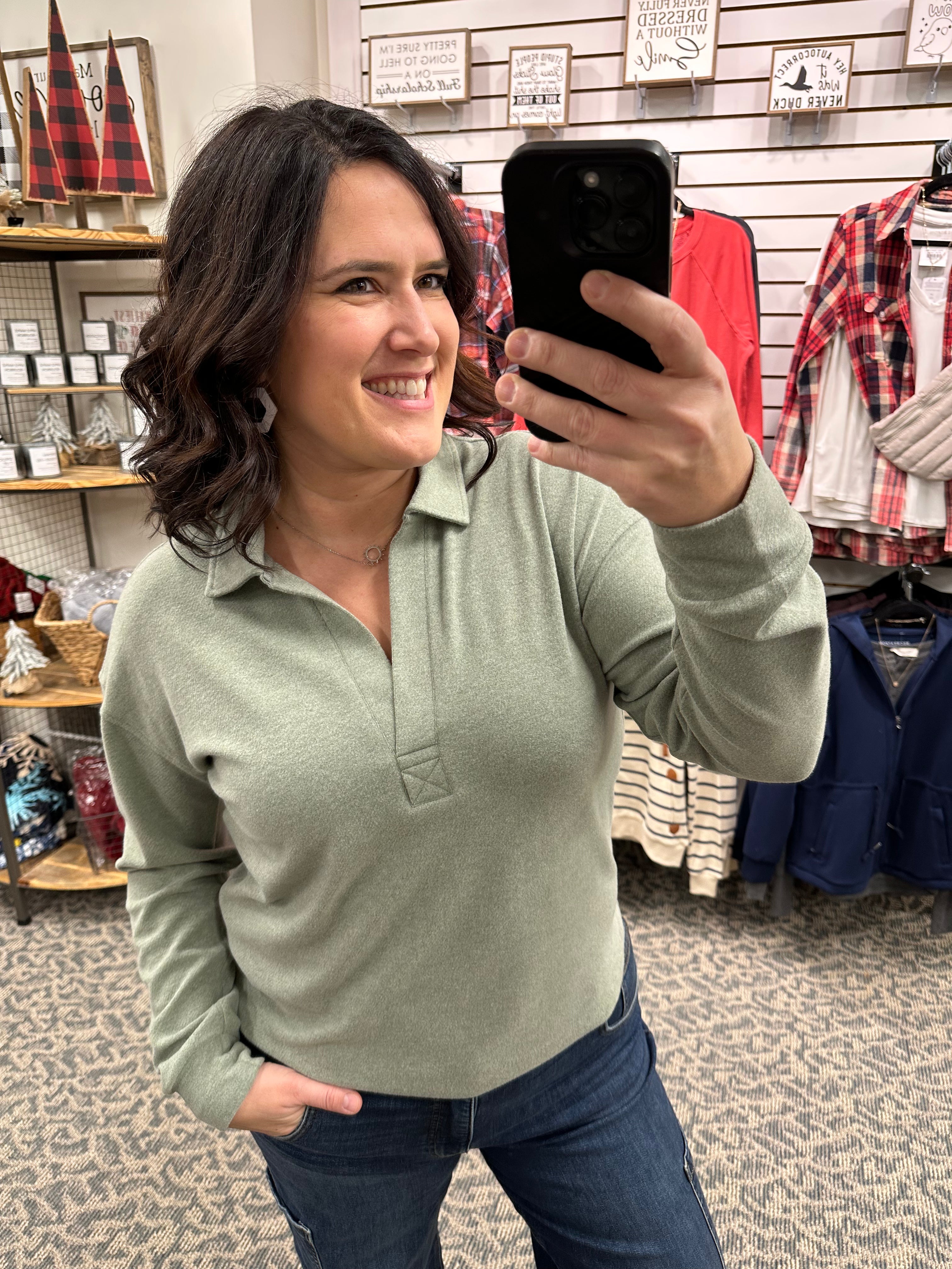 Forest Heather Taylor Top Tops- Sweatshirt THREAD & SUPPLY