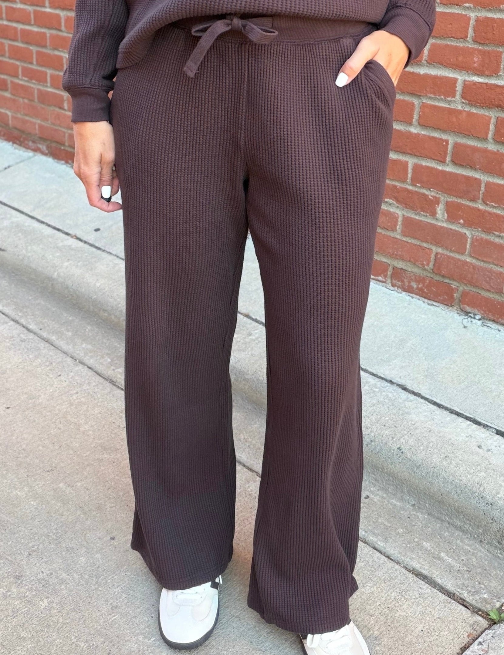 Chocolate Stowe Washed Waffle Pants Bottom- Pants FLAG AND ANTHEM