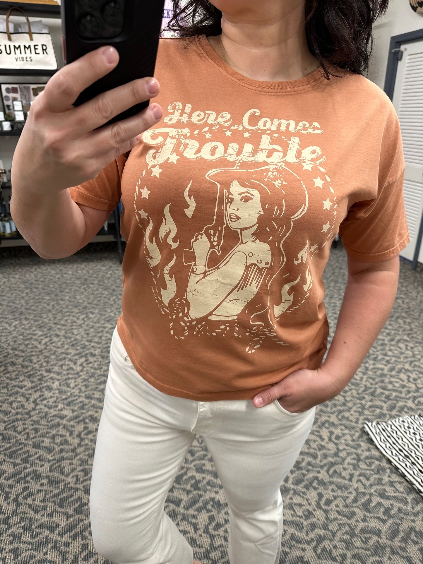 Here Comes Trouble Tee (Rust)