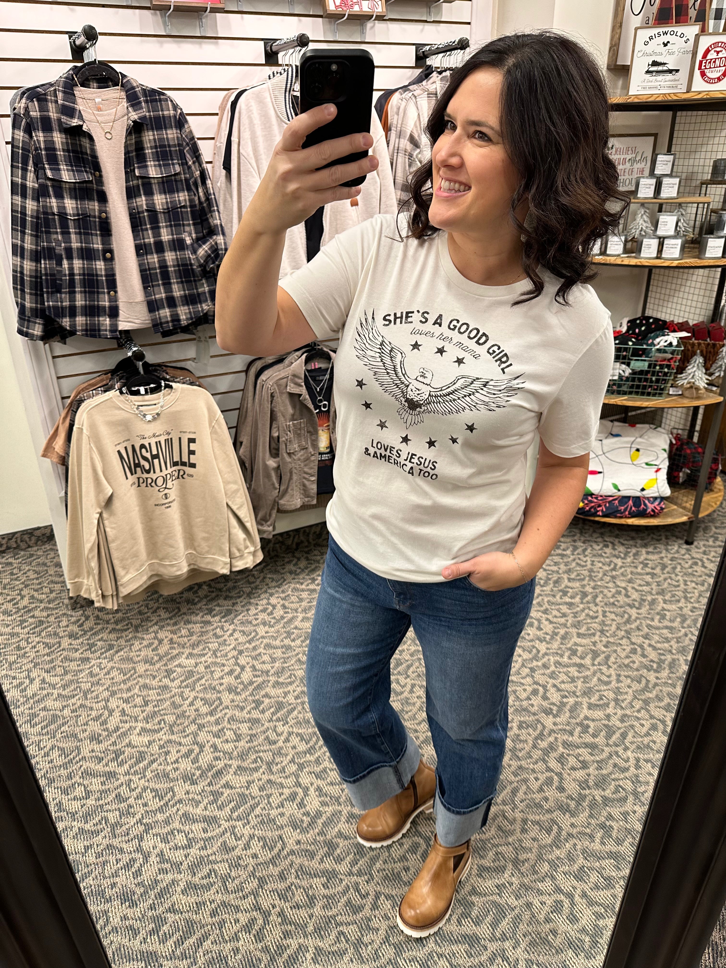 White She's a Good Girl Tee Top - Tee OAT COLLECTIVE