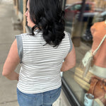 Grey Striped French Terry Tank Top Tops- Tanks DOE & RAE