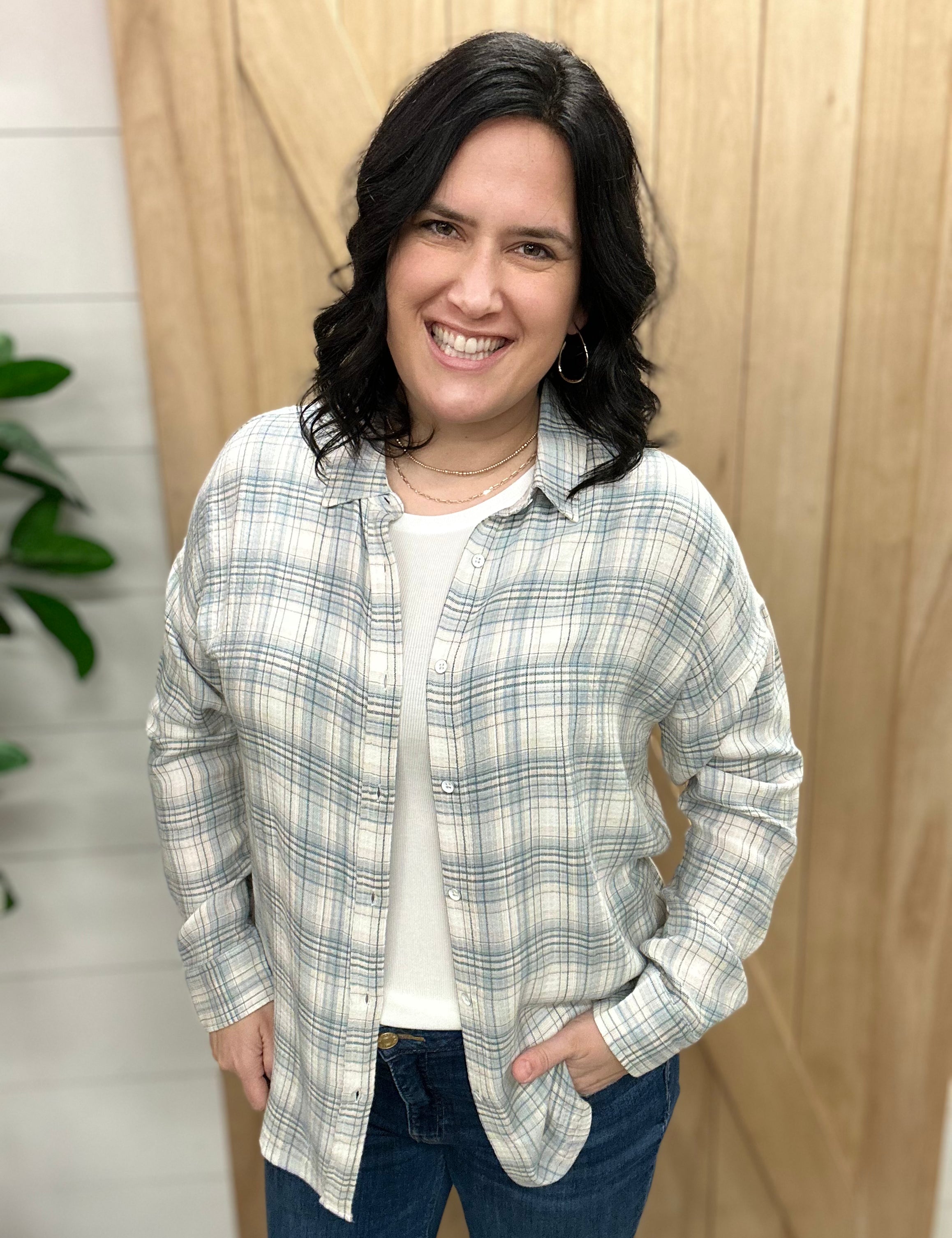 Leetonia Long Sleeve Boyfriend Shirt Tops - Button Ups FLAG AND ANTHEM