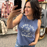 Denim Blue Long Live Cowgirls Tank Tops- Tanks OAT COLLECTIVE