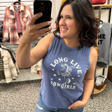 Denim Blue Long Live Cowgirls Tank Tops- Tanks OAT COLLECTIVE