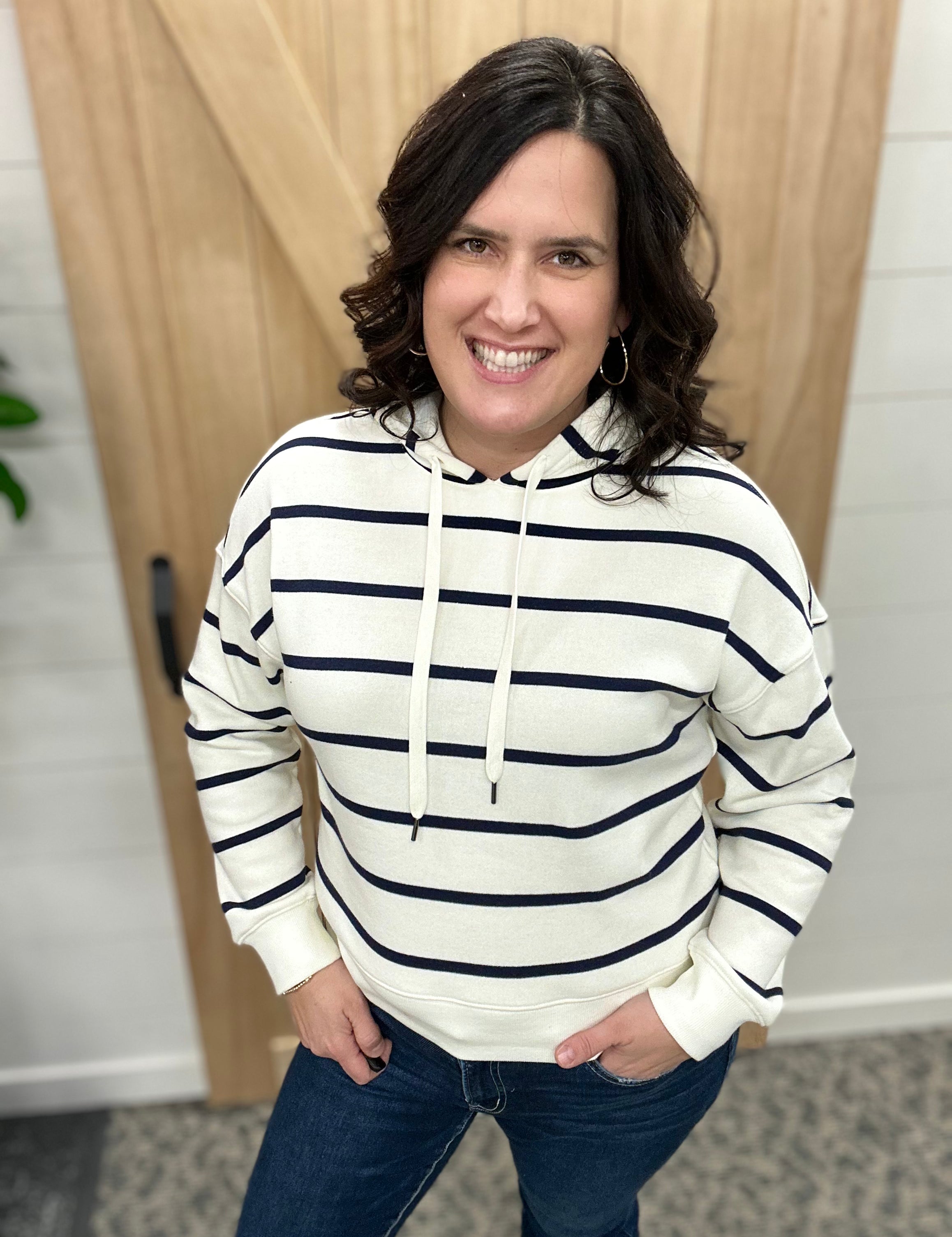 Ivory Navy Avalon Hoodie Tops- Sweatshirts THREAD & SUPPLY