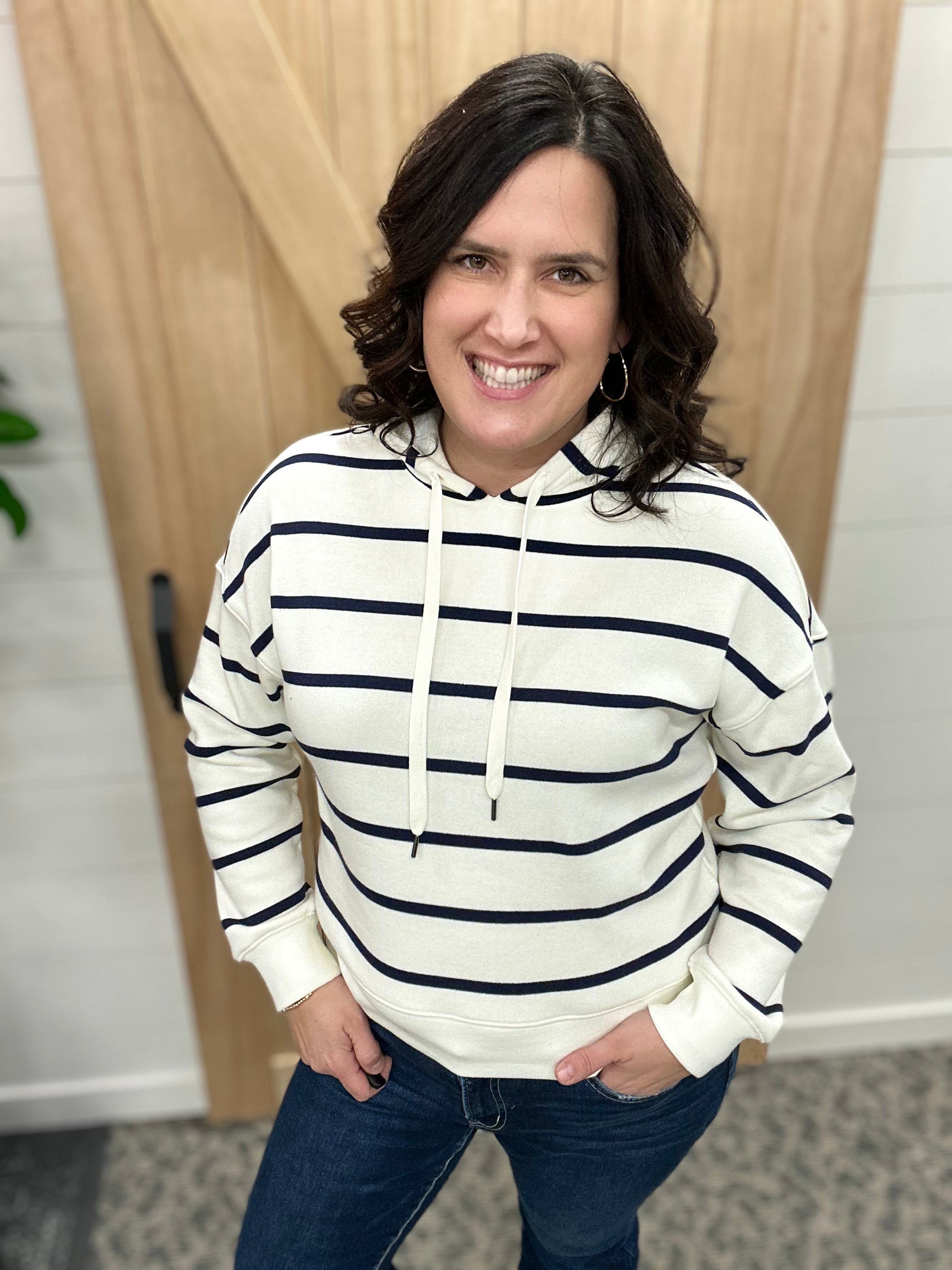 Ivory Navy Avalon Hoodie Tops- Sweatshirts THREAD & SUPPLY