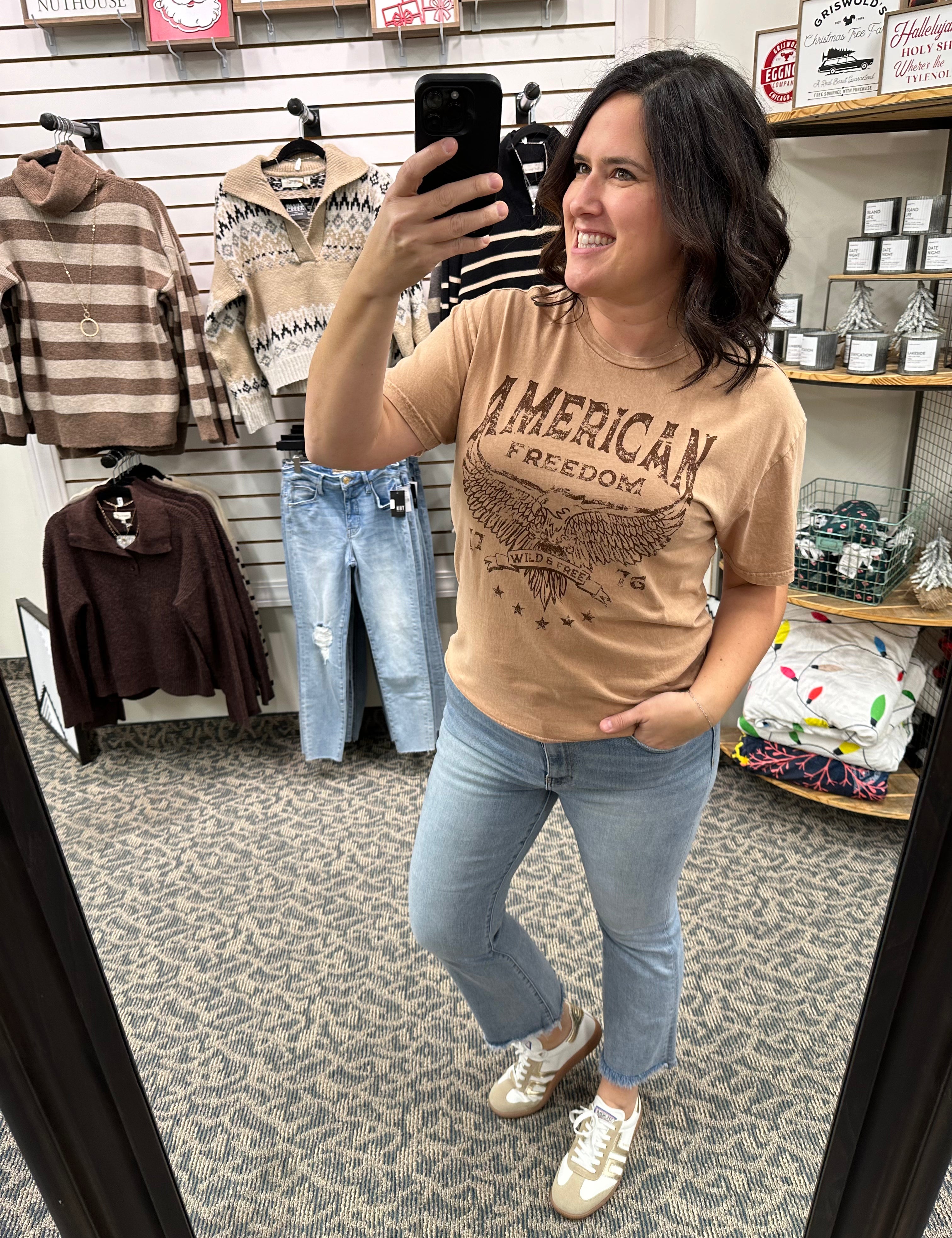 Mineral Taupe American Freedom Tee Top - Tee HRT and LUV