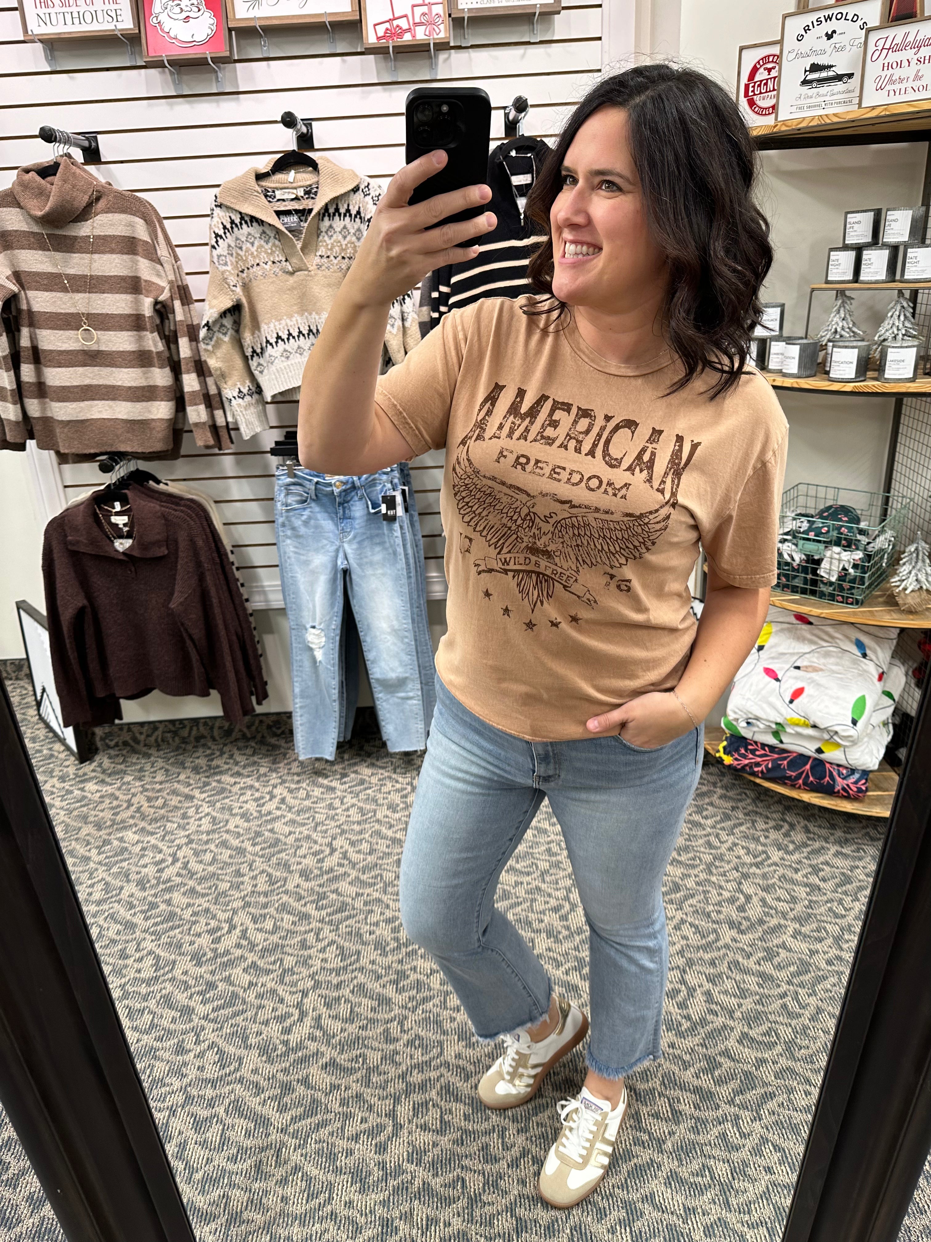 Mineral Taupe American Freedom Tee Top - Tee HRT and LUV