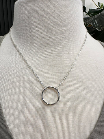 Silver Open Metal Circle Necklace