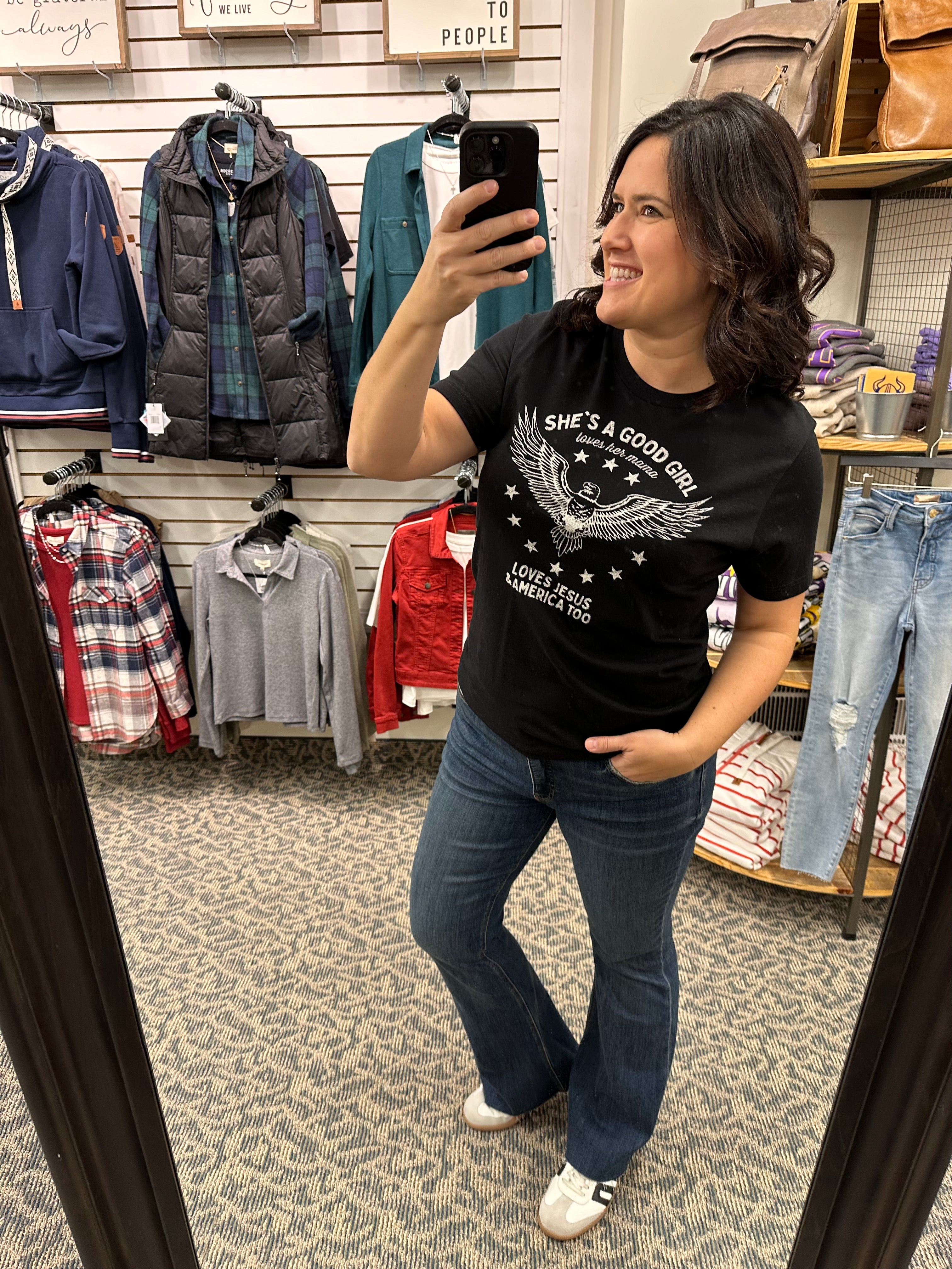 Black She's a Good Girl Tee Top - Tee OAT COLLECTIVE
