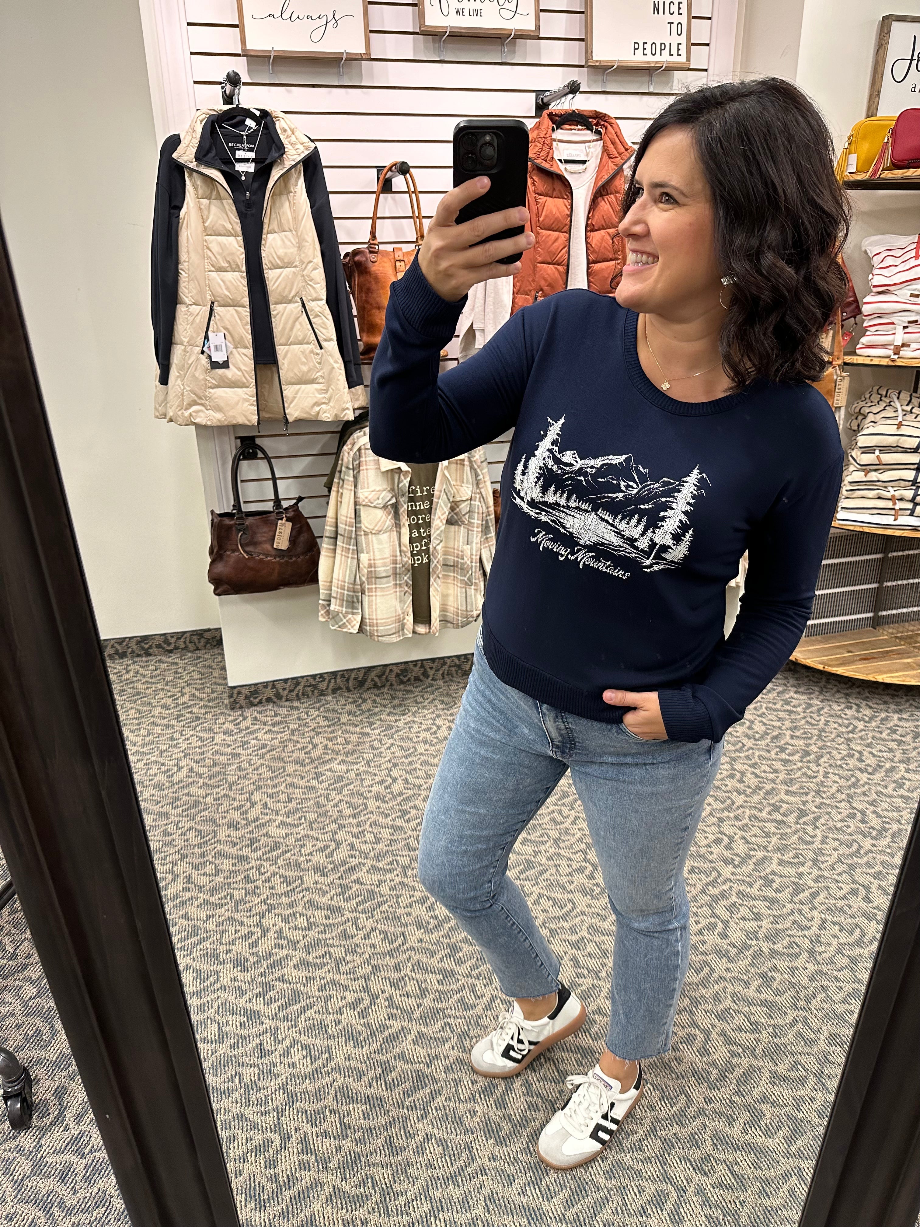 Navy Moving Mountains Top - Sweatshirt FLAG AND ANTHEM