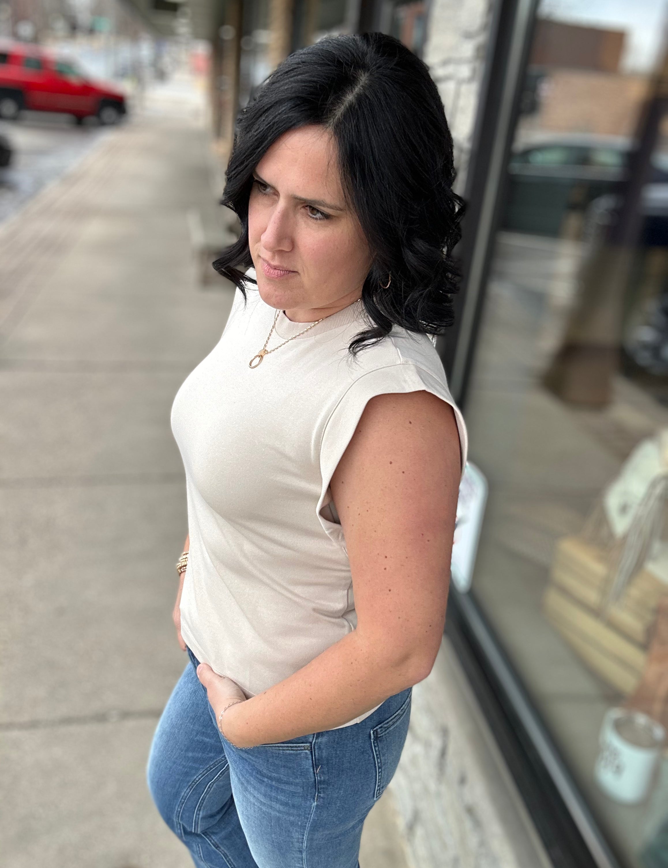Oat French Terry Tank Top Tops- Tanks DOE & RAE