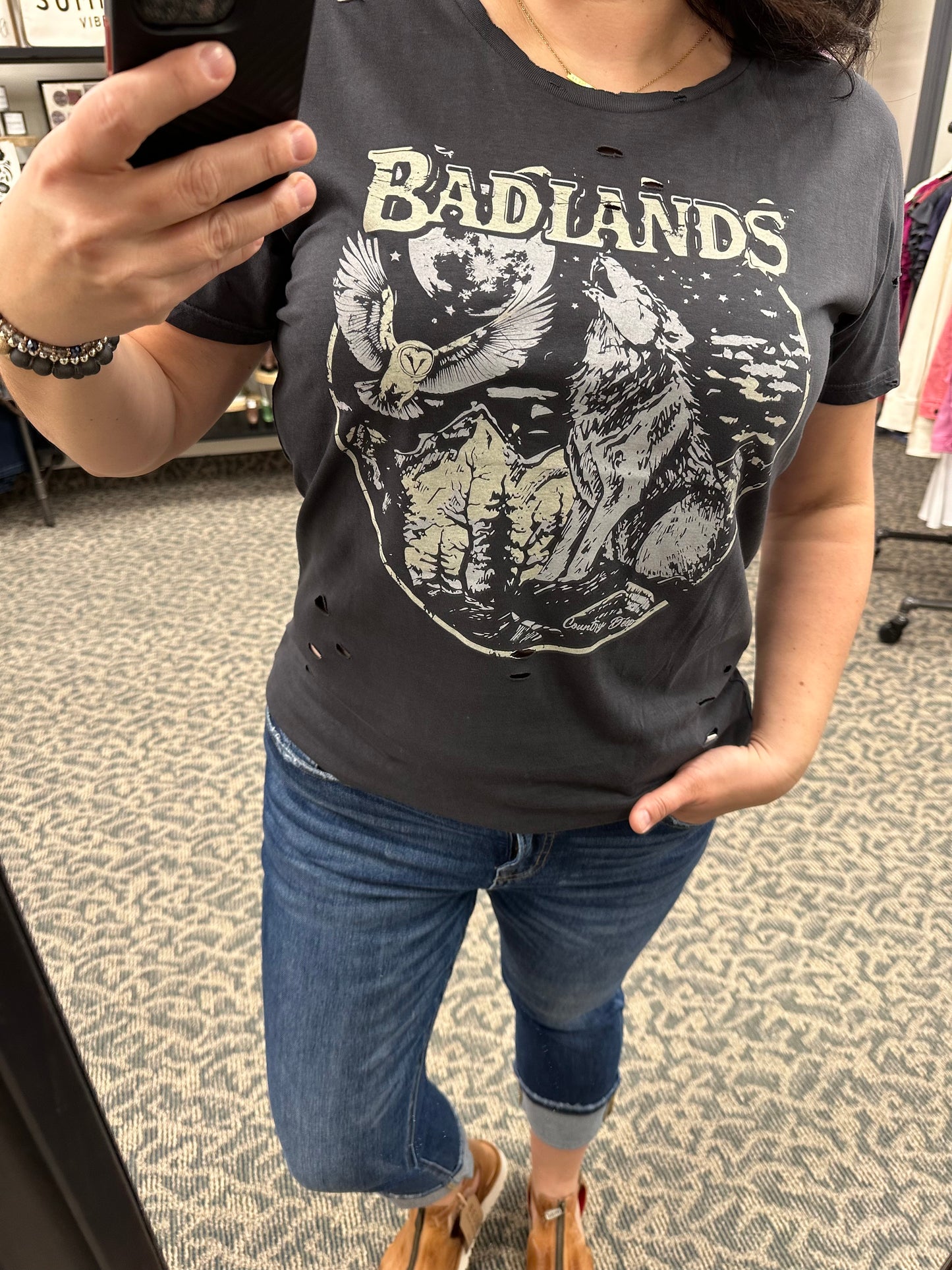 Badlands Wolf Distressed Tee