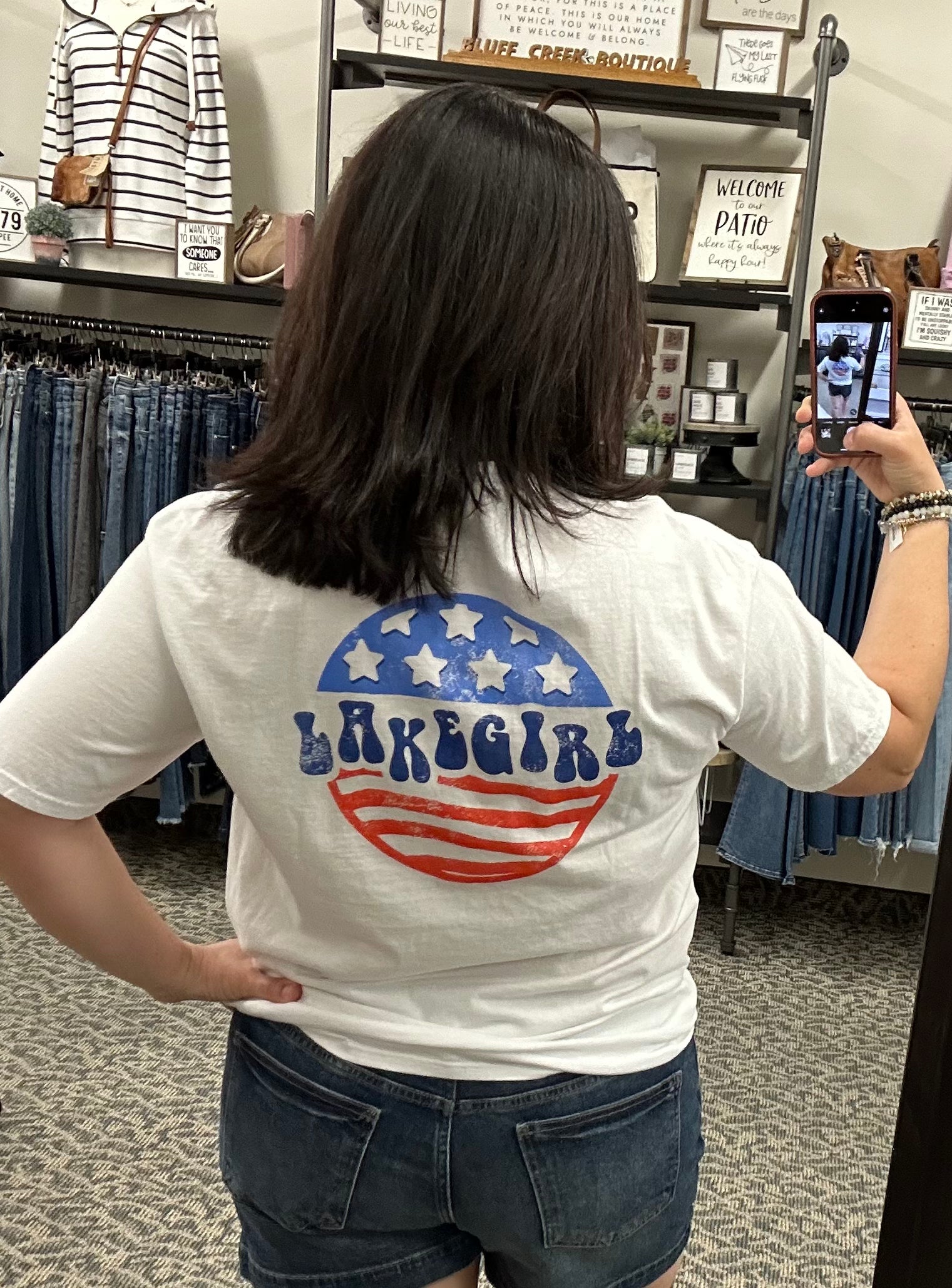 America Lake Girl Flag Top - Tee LAKEGIRL