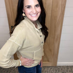 Khaki Jocelyn Pullover Top - Sweatshirt THREAD & SUPPLY