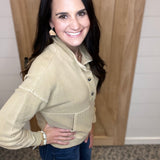 Khaki Jocelyn Pullover Top - Sweatshirt THREAD & SUPPLY