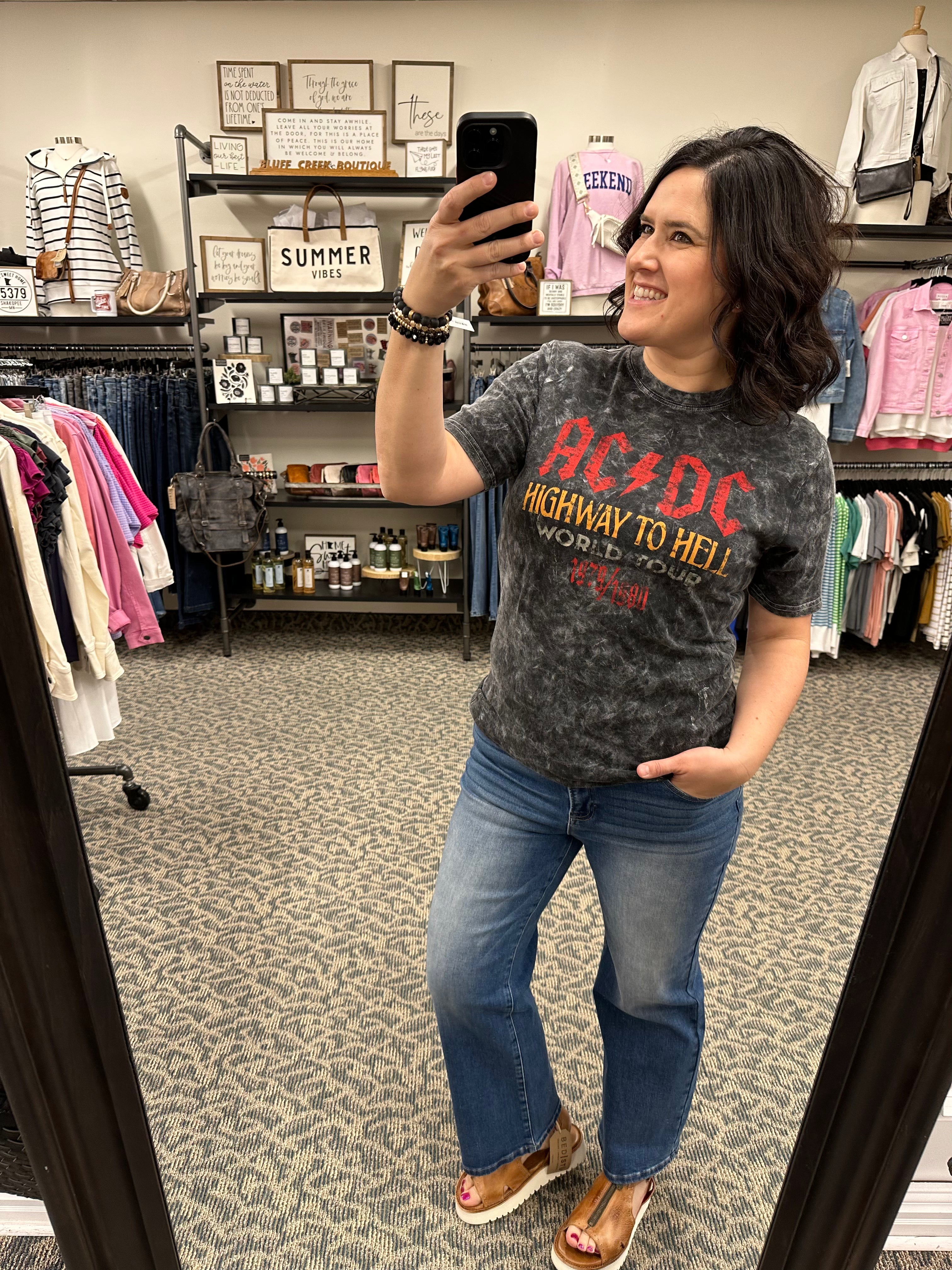 AC/DC Black Mineral Tee Tops- Tees AMERICAN NEEDLE
