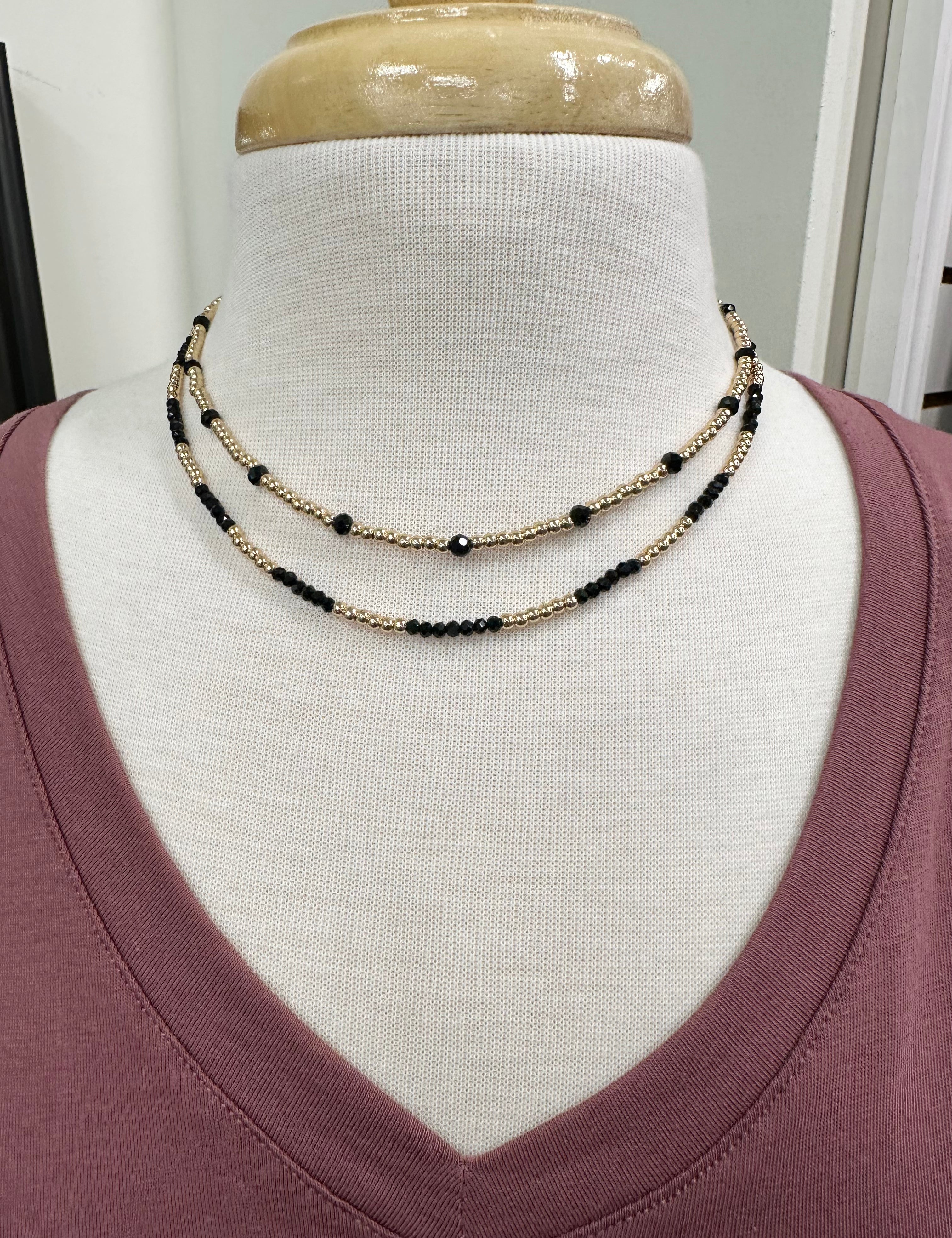 Black Gold Beaded Necklce Jewelry- Necklace JOY SUSAN